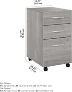 Bush Business Furniture Studio C 3 Drawer Mobile File Cabinet in Platinum Gray | Assembled Office Storage Unit for Home or Commercial Spaces