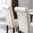 chairus Dining Chairs Set of 2 Mid Century Modern Living Room Chairs with Button Tufted High Back PU Leather Armless Chair Comfy Upholstered Side Chairs for Kitchen/Restaurant/Bedroom, Cream White