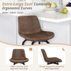 LUE BONA 360° Swivel Bar Stools Set of 3, 26 Inch Counter Height Bar Stools, Modern Faux Leather Stools with Enlarged Seats, Metal Legs for Kitchen Island, Dining, Vintage Brown