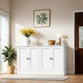 holzart White Buffet Cabinet with Storage, 49" Modern Kitchen Sideboard with 4 Doors & Adjustable Shelves, Wood Coffee Bar Cabinet Console Table for Dining Room, Living Room, Entryway