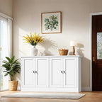 holzart White Buffet Cabinet with Storage, 49" Modern Kitchen Sideboard with 4 Doors & Adjustable Shelves, Wood Coffee Bar Cabinet Console Table for Dining Room, Living Room, Entryway