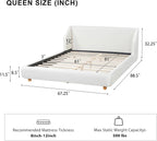 Merax Queen Size Upholstered Platform Bed Frame with Extra-Wide Wingback Headboard,Wood Legs,Sturdy Wooden Slats Low Profile for Bedroom