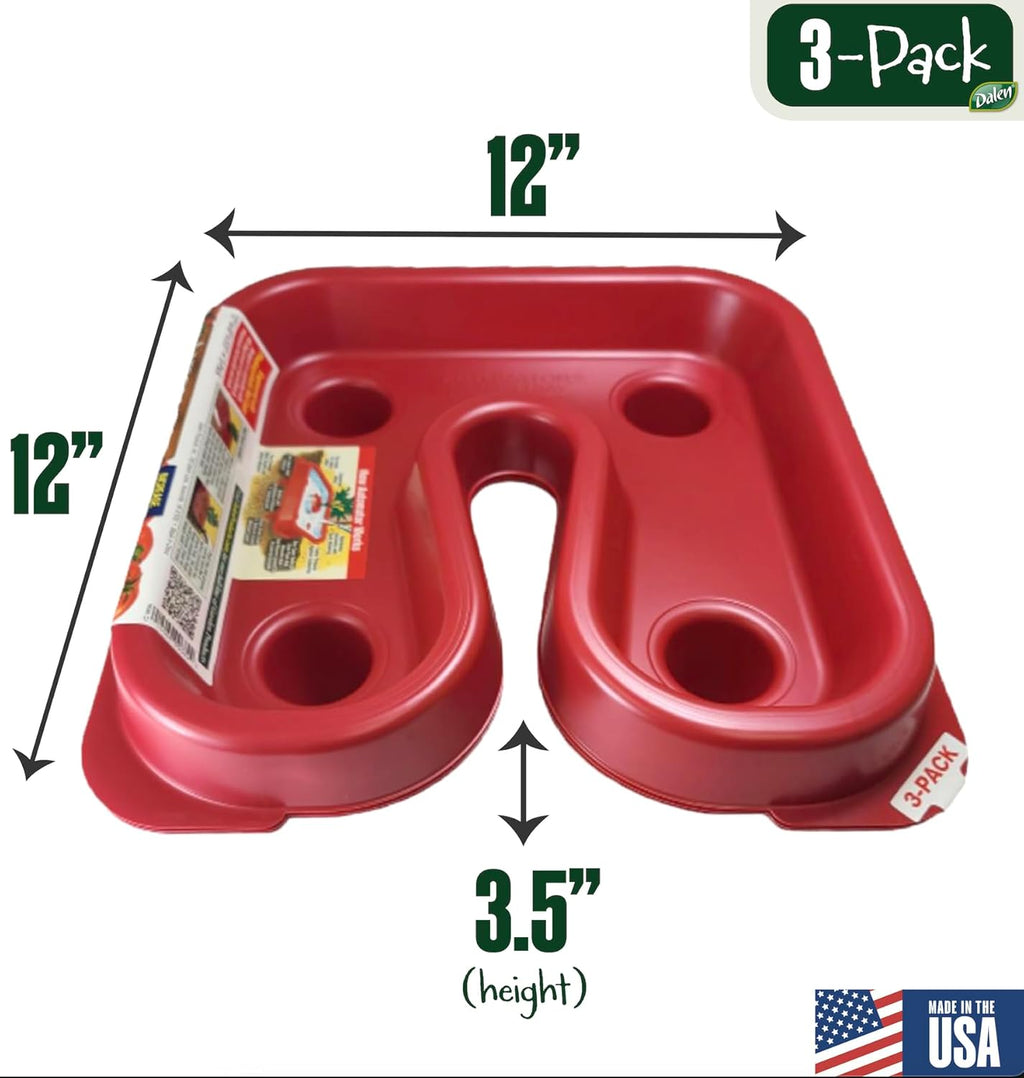 DALEN Gardeneer Tomato Tray Super Boost – Increases Tomato Plant Yield up to 40% – Easy to Install – 12" Wide x 12" deep x 3.5" high – Pack of 3