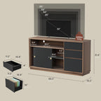 ModernMate 60" File Cabinet with 3 Drawer, Large Storage Sideboard, Filing Cabinet with Built-in Outlet and Adjustable Shelf for Living Room Study Home Office, 15.4" D x 60.2" W x 31.5" H