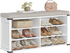 VASAGLE Shoe Storage Bench with Removable Cushion, Adjustable Shelves | Shoe Rack with Padded Seat, Entryway Bench, for Hallway, Bedroom, Cloud White, LIRY Collection ULSB105W01