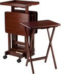 Winsome 6-Piece Snack Table, Walnut (94828) | Easy to Store Portable Fold Up Table Set for Kitchen, Living Room TV Dining, Crafts, Puzzles, Work From Home