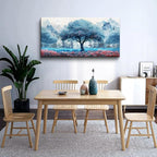 MHARTK66 Blue Tree Landscape Wall Paintings Large Wall Art For Bedroom Canvas Wall Decor For Living Room Office Decorations Farmhouse Pictures Artwork Ready To Hang Posters Home Decor 60"X30"