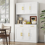 71" Metal Large Pantry Storage Cabinet with Adjustable Shelves,Kitchen Pantry Storage with Drawers,Tall Kitchen Hutch with Countertop for Kitchen,Dining Room and Living Room,White