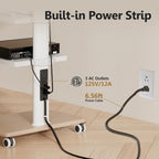 FITUEYES Rolling TV Stand with Power Outlets, for 32-75 InchTVs, White | Swivel Portable TV Stand with Height Adjustable&Wood Base, Mobile TV Cart with 2 Shelves for Bedroom Living Room Home Office