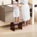 Acrylic Step Stool Small Clear Acrylic Foot Stool for Bathroom Bedroom Kitchen with Non-Slip,Holds Up to 250lbs (Dark Brown, 12.6'' x 9'' × 9.8'')