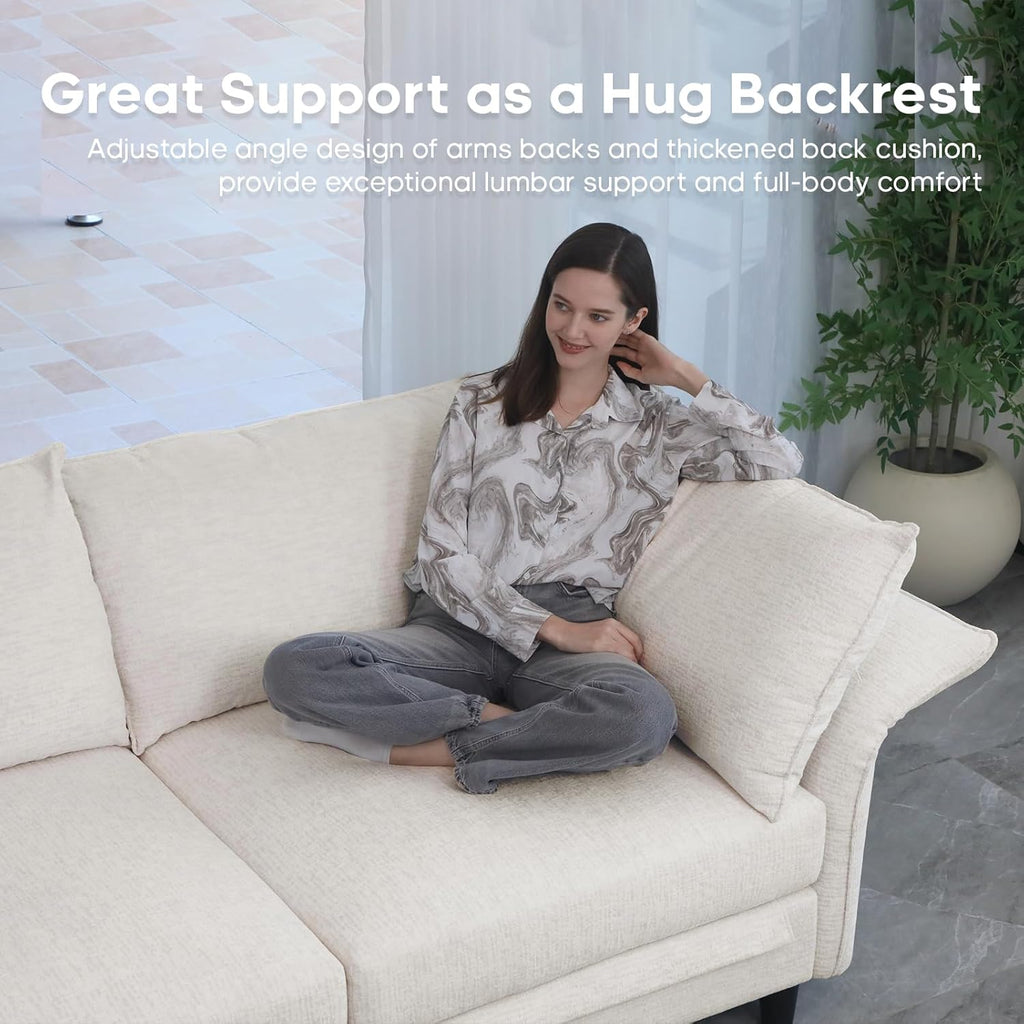 DreamDashio Chenille Armrest/Backrest Adjustable Angle for Modular Sectioanl Sofa, 3 Pieces, Beige