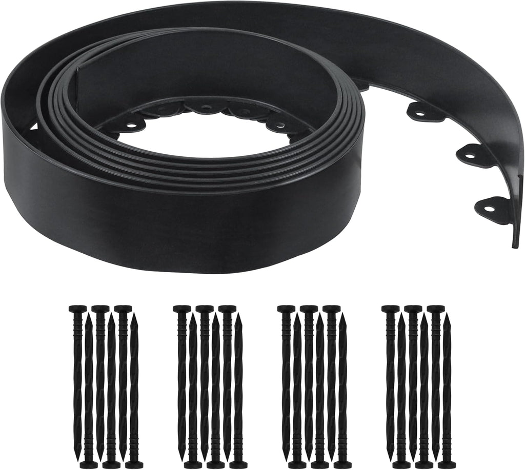Gardzen Landscape Edging Kit, 20-Foot Long, 3-Inch Tall, No Dig Garden Edging Border for Flower Beds, Tree Rings, Pathways, Includes 24 Spikes