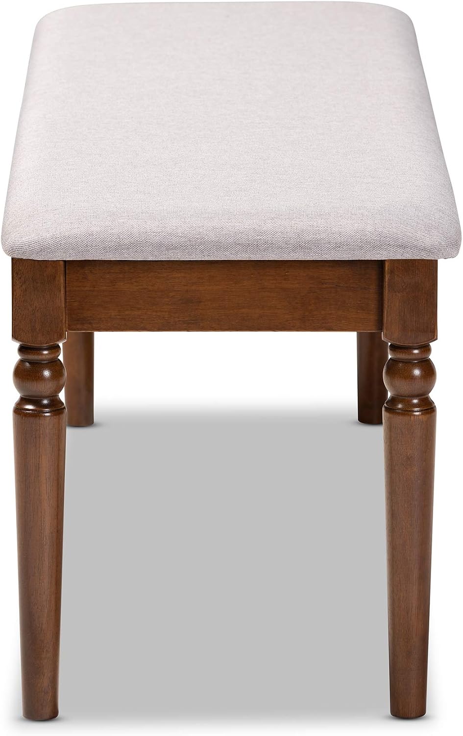 Baxton Studio Giovanni Modern and Contemporary Grey Fabric Upholstered and Walnut Brown Finished Wood Dining Bench