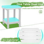 Adirondack Square Outdoor Side Table,2-Tier Storage Patio Side Table, HDPE End Tables for Backyard Pool Porch Garden Lawn