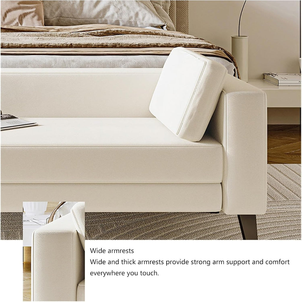 Modern Cloth Bedroom Bench for End of Bed, Modern Upholstered Ottoman Long Entryway for Bathroom Living Room Foyer Indoor Entryway(Beige)