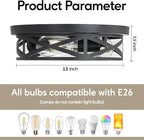 13 Inch Close to Ceiling Light Fixtures 2 Pack, 3-Lights Farmhouse Flush Mount Ceiling Light, Black Indoor Metal Cage Semi Flush Mount Ceiling Light for House Hallway Kitchen Bedroom