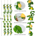 3 Strands Lemon Artificial Vines, 71" Lemon Silk Vine Garland with Green Leaves, Fake Hanging Plants Greenery Decor for Home, Bedroom, Wall, Party, Wedding Decoration