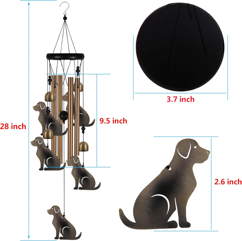 Garden Dog Wind Chimes Outdoor Indoor Decor - with 4 Tubes 4 Bells 5 Dogs Wind Chime, Mobile Romantic Dog Wind Catcher, Dogs Windchimes for Home, Mom Gifts, Balcony, Tree, Festival, Garden Decoration