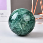 Large Green Fluorite Crystal Ball with Stand Natural Crystals Sphere Gemstone Ball Meditation Witchcraft Home Decor 80-90mm/3.1-3.5"