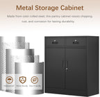 Locking Storage Cabinet, 36" H Metal Storage Cabinet, Metal Garage Storage Cabinet for Home, School, Office, Garage, Black