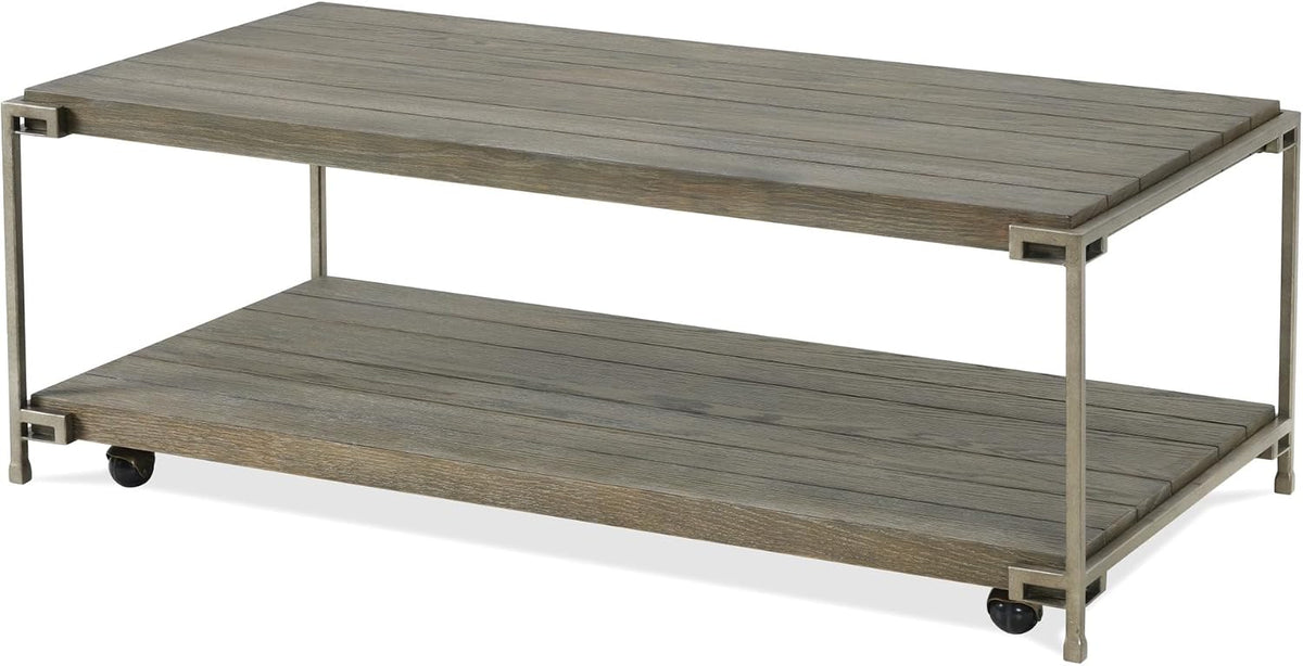 3-Piece Metal Frame Wood Coffee Table Set with Chairside Tables | Aged graphite finish with metal and wood construction