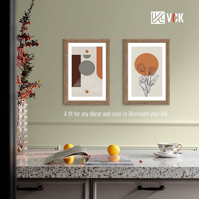 VCK 12x18 Poster Frame Set of 4 - Walnut, Gallery-Quality Wood Picture Frames, 1.1-Inch Wide Border, Polished Plexiglass, Vertical or Horizontal Wall Display for Photo/Art/Prints, Walnut