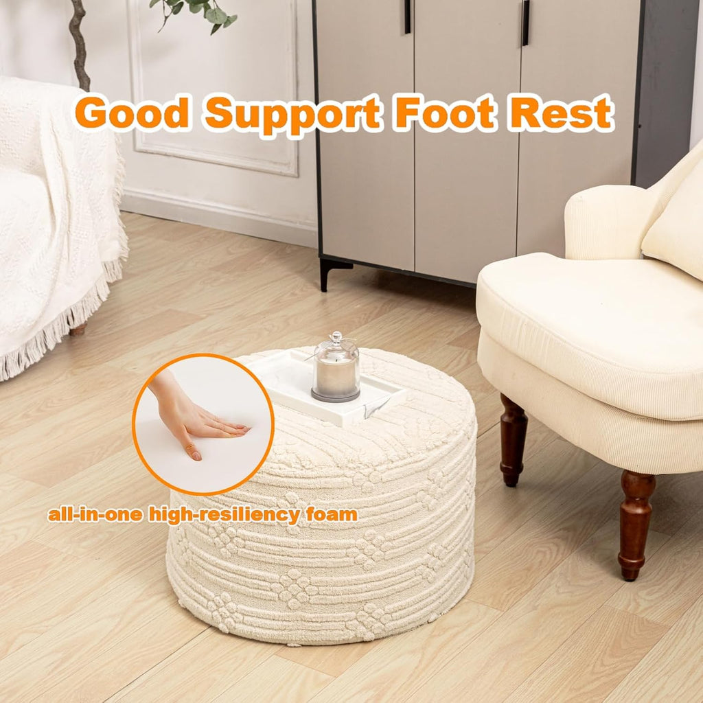Asuprui Ottoman Foot Rest,Linen,All-in-one Foam Pouf Footstool 20x14 in | Footstool Ottoman,Stuffed Pouf Ottoman,All-in-one Foam Filler, Footrest,Beanbag Chair,Cozy Lounging, Floor Pouf & Chic Decor
