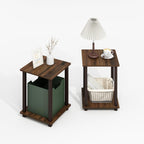 Furinno Simplistic Side Table Set of 2, End Table, Night Stand, Nightstand, Bedside Table, for Living Room, Bedroom, Black Walnut