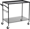 WDT 2-Tier Utility Cart with Wheels, Metal Cart with 1000LBS Capacity, NSF Heavy Duty Rolling Cart, Commercial Grade Serving Tool Storage Carts for Warehouse Garage Kitchen, 24"D x 40"W x 39"H, Black