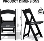 Resin Folding Chairs with Cushion for Wedding, Party, 4 Pack, 660lbs | Black Folding Chairs with Padded, Lightweight Plastic Chairs, Comfortable Foldable Chairs for Picnic, Events, Back to School