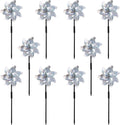10 Pack Reflective Pinwheels with Plastic Stakes| 19.7 inch Pre-Assembled Sparkle Pin Wheel Set | Scare Off Birds and Animals Away | Decorative for Garden, Yard, Lawn