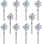 10 Pack Reflective Pinwheels with Plastic Stakes| 19.7 inch Pre-Assembled Sparkle Pin Wheel Set | Scare Off Birds and Animals Away | Decorative for Garden, Yard, Lawn