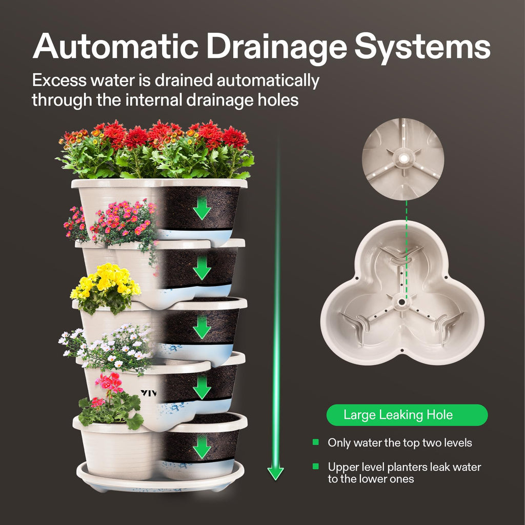 VIVOSUN 2-Pack 5 Tier Vertical Gardening Stackable Planter for Strawberries