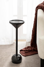Kate and Laurel Frisk Modern Round Metal Drink Table, 8 x 8 x 23, Black, Metal Martini Table with Pedestal Design for Use as Small Indoor Plant Stand or Living Room Accent