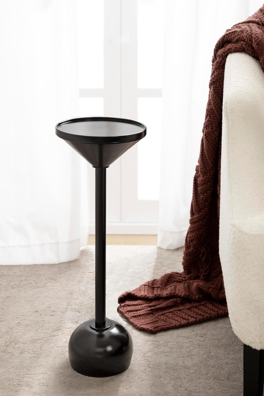 Kate and Laurel Frisk Modern Round Metal Drink Table, 8 x 8 x 23, Black, Metal Martini Table with Pedestal Design for Use as Small Indoor Plant Stand or Living Room Accent