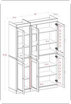 Palace Imports 100% Solid 2-Drawer Pantry, 3 Glass & 3 Wood Doors, Gray, 48.5" w, Renewable Eco-Friendly Wood, Made in Brazil