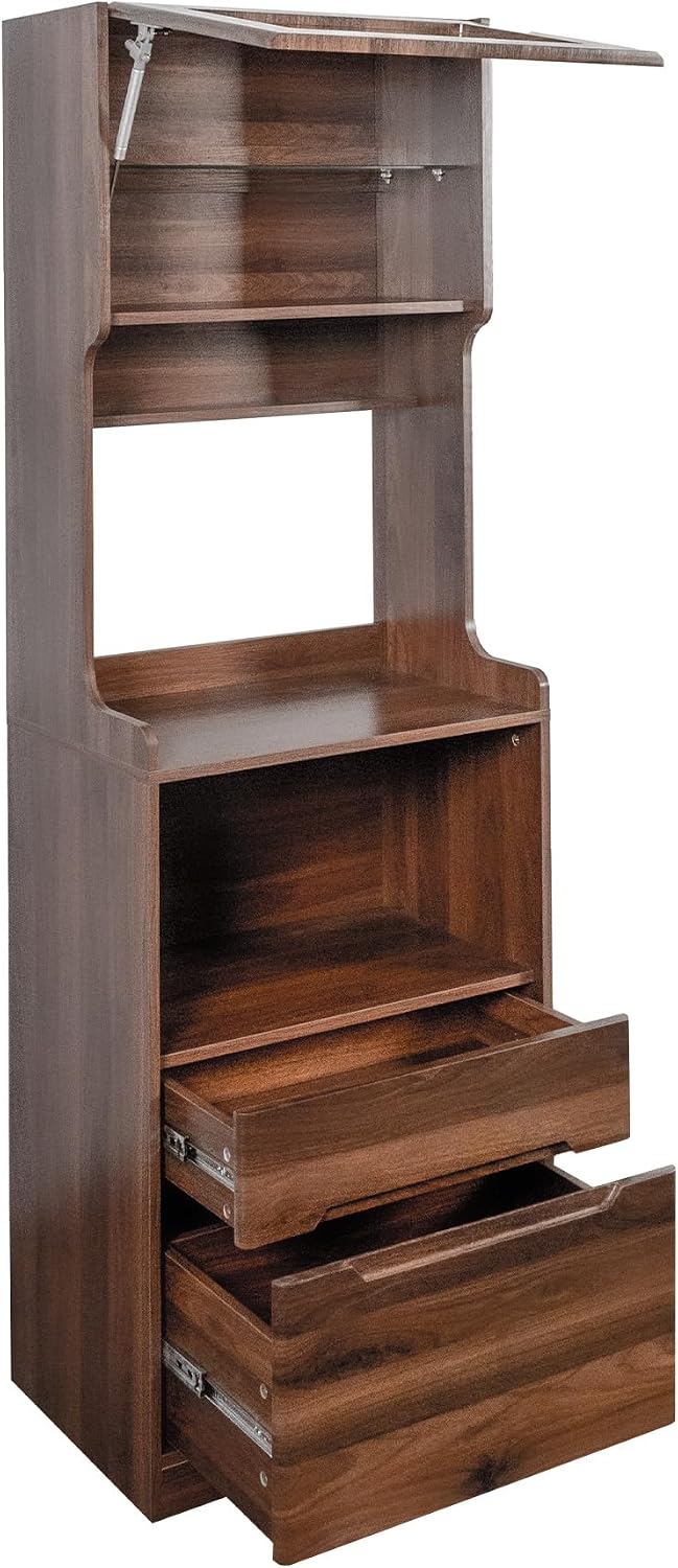 Kitchen Pantry Hutch Cabinet, Farmhouse Kitchen Hutch Buffet Cabinet with 2 Drawers and Shelves, Sideboard Buffet Cabinet with Microwave Stand for Dining Room, Kitchen