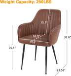 Set of 4 Dinning Chairs, Upholstered Accent Chairs with Black Finished Metal Plating Legs for Living Room Chairs, Brown