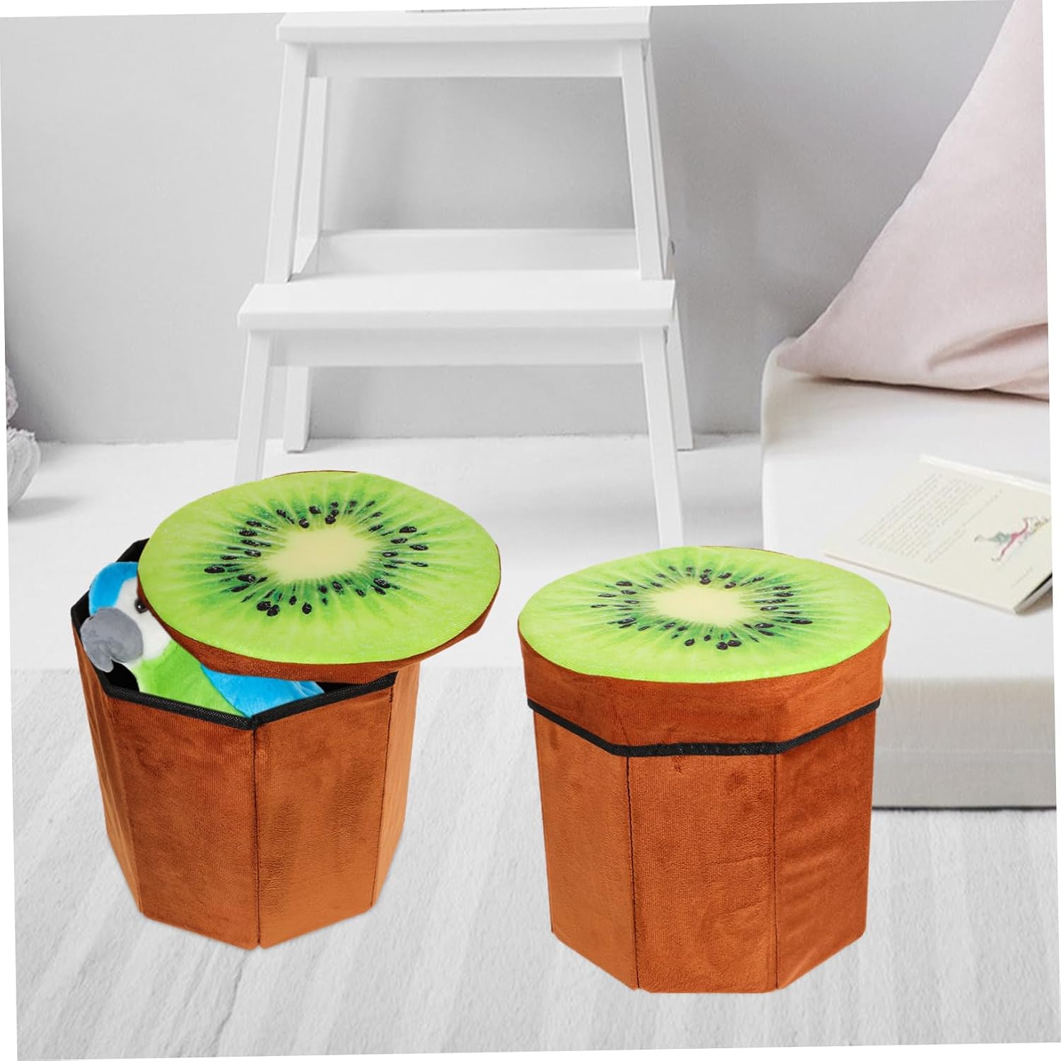 COLLBATH Fruit Stool Box Storage Folding Seat for Living Room Bedroom Boys and Girls' Room Fruit Stool