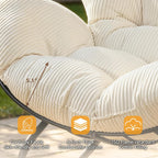 Oversized Outdoor Rocking Chair, Papasan Rocking Egg Chair with Thick Cushion, Metal Frame, Indoor Cozy Rocker for Patio, Balcony, Living Room, Beige