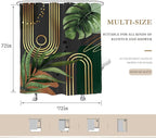 Glawry Dark Green Boho Shower Curtain Abstract Retro Mid Century Bathroom Minimalist Tropical Modern 72Wx72L Inches Bath Accessories Art Home Decor Fabric 12 Pack Hook