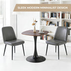24" Square Tulip Dining Table for 2-4, Modern Kitchen Table with Pedestal Base, End Table Drink Table Small Bistro Table for Small Spaces, Apartment, Cafe, Office, Living Room (Black + Dark Walnut)