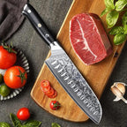 Professional Santoku Knife 7 inch - Classic Damascus pattern Japanese VG-10 Steel Chef Knife