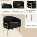 annjoe Accent Chair Barrel Chairs Upholstered Living Room Chair Arm Chairs with Metal Frame Legs for Home Kitchen Bedroom Black Set of 2