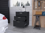 3 Drawers Storage Cabinet with Casters Lions Office, Black Wengue Finish