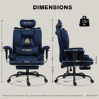 Symino Gaming Chair with Footrest, Up/Down Armrests, Suede Fabric Ergonomic Office Chair, 150° Recline Computer Chair for Desk, Darkblue