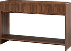 ORRD Console Table with Drawers, Mid-Century 43 Inches Narrow Entryway Tables with Open Storage Shelves, Hallway Accent Tables Behind Couch Table for Living Room - Walnut