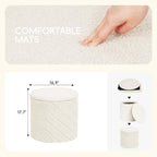 PINPLUS Ottoman with Stroage Round Boucle Ottoman and Tray Sherpa Removable Foot Stool Coffee Table for Dorm, Living Room White, 16.9"x16.9"x17.7"