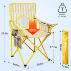Nazhura 2 Pack Outdoor Camping Chairs Folding/Foldable/Portable with Cooler Pouch, Mesh Backrest and Cup Holder Pocket(Yellow, Metal, 2 Pack)
