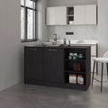 Wengue Kitchen Island with 2-Door and Open Storage | Six-shelf design with open storage for access and organized organization